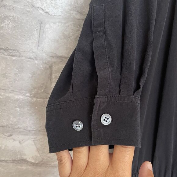 Theory Silk Jumpsuit Puff Sleeve Wide Leg Off The Shoulder Charcoal Women's Sz 4 - Picture 6 of 11